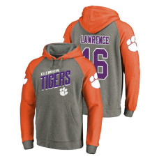 Clemson Tigers #16 Heathered Gray Trevor Lawrence Fanatics Branded Slant Strike Raglan College Football Hoodie