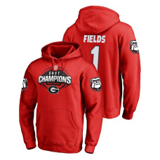 Georgia Bulldogs #1 Red Justin Fields Fanatics Branded 2018 SEC East Division Champions College Football Hoodie