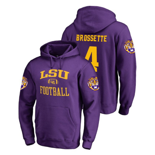 LSU Tigers #4 Purple Nick Brossette Fanatics Branded Neutral Zone College Football Hoodie