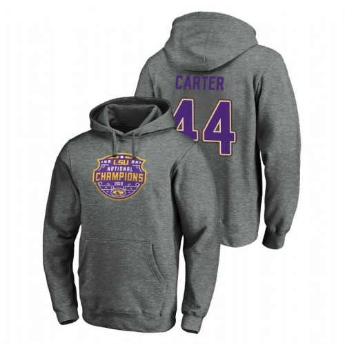 LSU Tigers #44 Heather Gray Tory Carter College Football Playoff 2019 National Champions Visor Hoodie