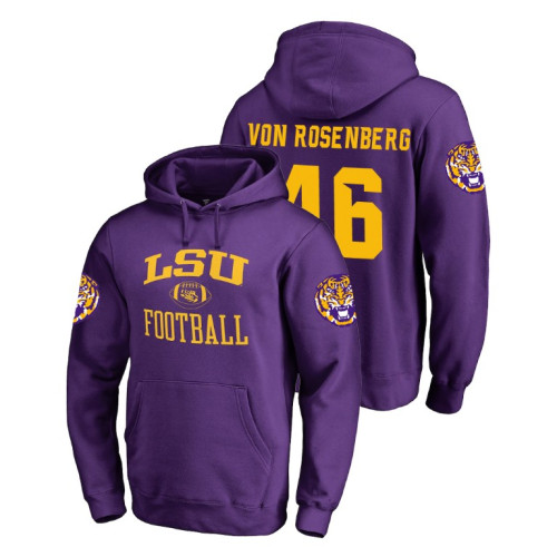 LSU Tigers #46 Purple Zach Von Rosenberg Fanatics Branded Neutral Zone College Football Hoodie