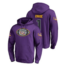 LSU Tigers #1 Purple Ja'Marr Chase Fanatics Branded Game Ball College Football Hoodie