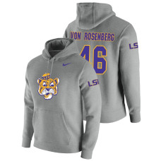 LSU Tigers #46 Heathered Gray Zach Von Rosenberg Vault Logo Club Pullover College Football Hoodie