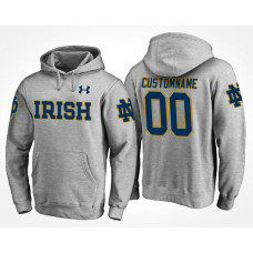 Men Notre Dame Fighting Irish Gray Custom Name And Number College Football Hoodie