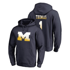 Michigan Wolverines #1 Navy Ambry Thomas Big & Tall Gradient Logo Fanatics Branded College Football Hoodie