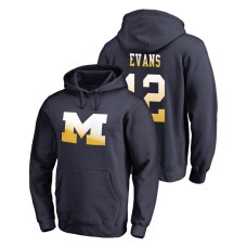 Michigan Wolverines #12 Navy Chris Evans Big & Tall Gradient Logo Fanatics Branded College Football Hoodie