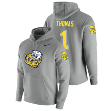 Michigan Wolverines #1 Heathered Gray Ambry Thomas Vault Logo Club Pullover College Football Hoodie