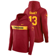 USC Trojans #13 Cardinal Trevon Sidney Sideline Seismic Football Performance College Football Hoodie