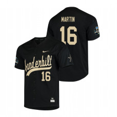 Vanderbilt Commodores #16 Austin Martin 2019 NCAA Baseball College World Series Jersey - Black