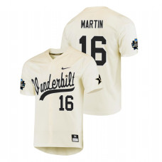 Vanderbilt Commodores #16 Austin Martin 2019 NCAA Baseball College World Series Jersey - Cream