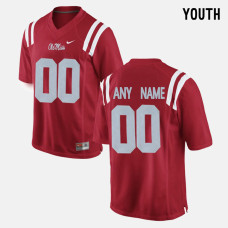 YOUTH - Ole Miss Rebels #00 Red Custom Football Jersey