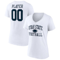 Utah State Aggies Football Fanatics Branded Women's Pick-A-Player NIL Gameday Tradition V-Neck T-Shirt - White