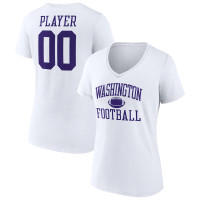 Washington Huskies Football Fanatics Branded Women's Pick-A-Player NIL Gameday Tradition V-Neck T-Shirt - White