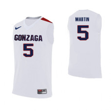 		Gonzaga Bulldogs #5 Alex Martin White College Basketball Jersey