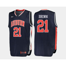 Auburn Tigers #21 Quinnel Brown Navy Road College Basketball Jersey