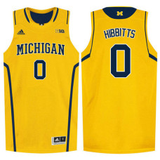 Michigan Wolverines #0 Brent Hibbitts Gold College Basketball Jersey