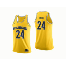 Michigan Wolverines #24 C.J. Baird Yellow College Basketball Jersey