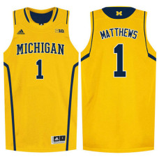 Michigan Wolverines #1 Charles Matthews Gold College Basketball Jersey