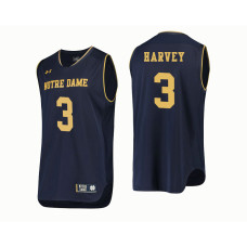 Notre Dame Fighting Irish #3 D.J. Harvey Navy College Basketball Jersey