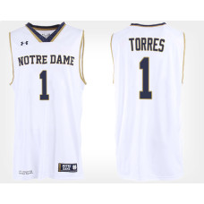 Notre Dame Fighting Irish #1 Austin Torres White Road College Basketball Jersey