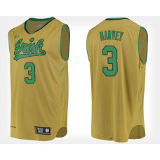 Notre Dame Fighting Irish #3 D.J. Harvey Gold Alternate College Basketball Jersey