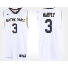 Notre Dame Fighting Irish #3 D.J. Harvey White Road College Basketball Jersey