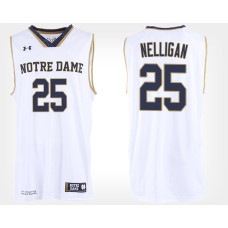 Notre Dame Fighting Irish #25 Liam Nelligan White College Basketball Jersey