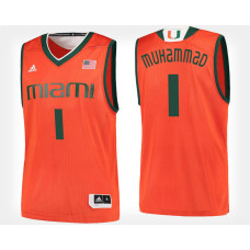 Miami Hurricanes #1 Rashad Muhammad Orange College Basketball Jersey