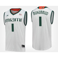 Miami Hurricanes #1 Rashad Muhammad White Road College Basketball Jersey