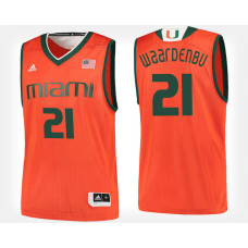Miami Hurricanes #21 Sam Waardenburg Orange Home College Basketball Jersey