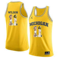 Michigan Wolverines #11 Luke Wilson Yellow College Basketball Jersey