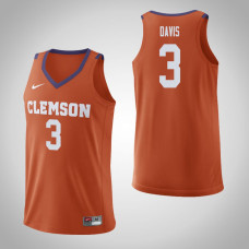 Clemson Tigers #3 Lyles Davis Orange College Basketball Jersey