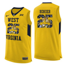 West Virginia Mountaineers #25 Maciej Bender Yellow College Basketball Jersey