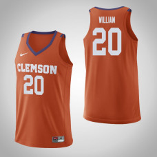 Clemson Tigers #20 Malik William Orange College Basketball Jersey