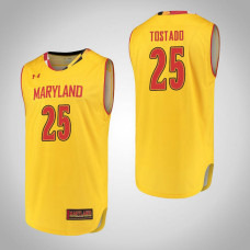 Maryland Terrapins #25 Alex Tostado Yellow College Basketball Jersey