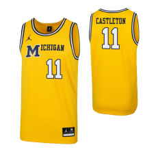 Michigan Wolverines #11 Colin Castleton 1989 Throwback Replica Maize Jersey