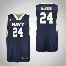 Navy Midshipmen #24 Connor Mannion Navy College Basketball Jersey