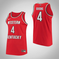Western Kentucky #4 Dee Givens Red College Basketball Jersey