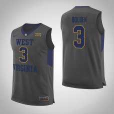 West Virginia Mountaineers #3 James Bolden Gray College Basketball Jersey