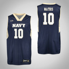 Navy Midshipmen #10 JR Mathis Navy College Basketball Jersey