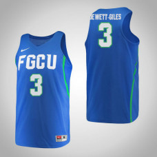 Florida Gulf Coast Eagles #3 Keri Jewett-Giles Blue College Basketball Jersey