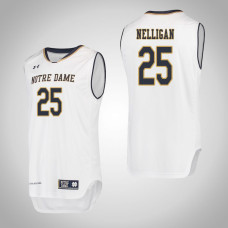 Notre Dame Fighting Irish #25 Liam Nelligan White College Basketball Jersey