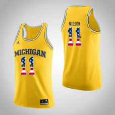 Michigan Wolverines #11 Luke Wilson Yellow College Basketball Jersey
