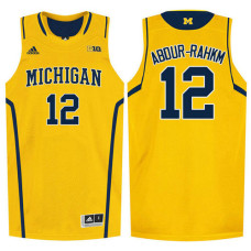 Michigan Wolverines #12 Muhammad-Ali Abdur-Rahkman Gold College Basketball Jersey