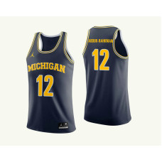 Michigan Wolverines #12 Muhammad-Ali Abdur-Rahkman Navy College Basketball Jersey