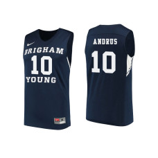 BYU Cougars #10 Ryan Andrus Navy College Basketball Jersey