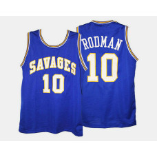 Oklahoma Savage Storm #10 Dennis Rodman Blue Road College Basketball Jersey