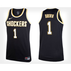 Wichita State Shockers #1 Zach Brown Black Alternate College Basketball Jersey