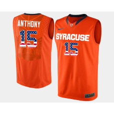 Syracuse Orange #15 Carmelo Anthony Orange Road USA Flag College Basketball Jersey