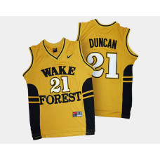 Wake Forest Demon Deacons #21 Tim Duncan Gold Alternate College Basketball Jersey